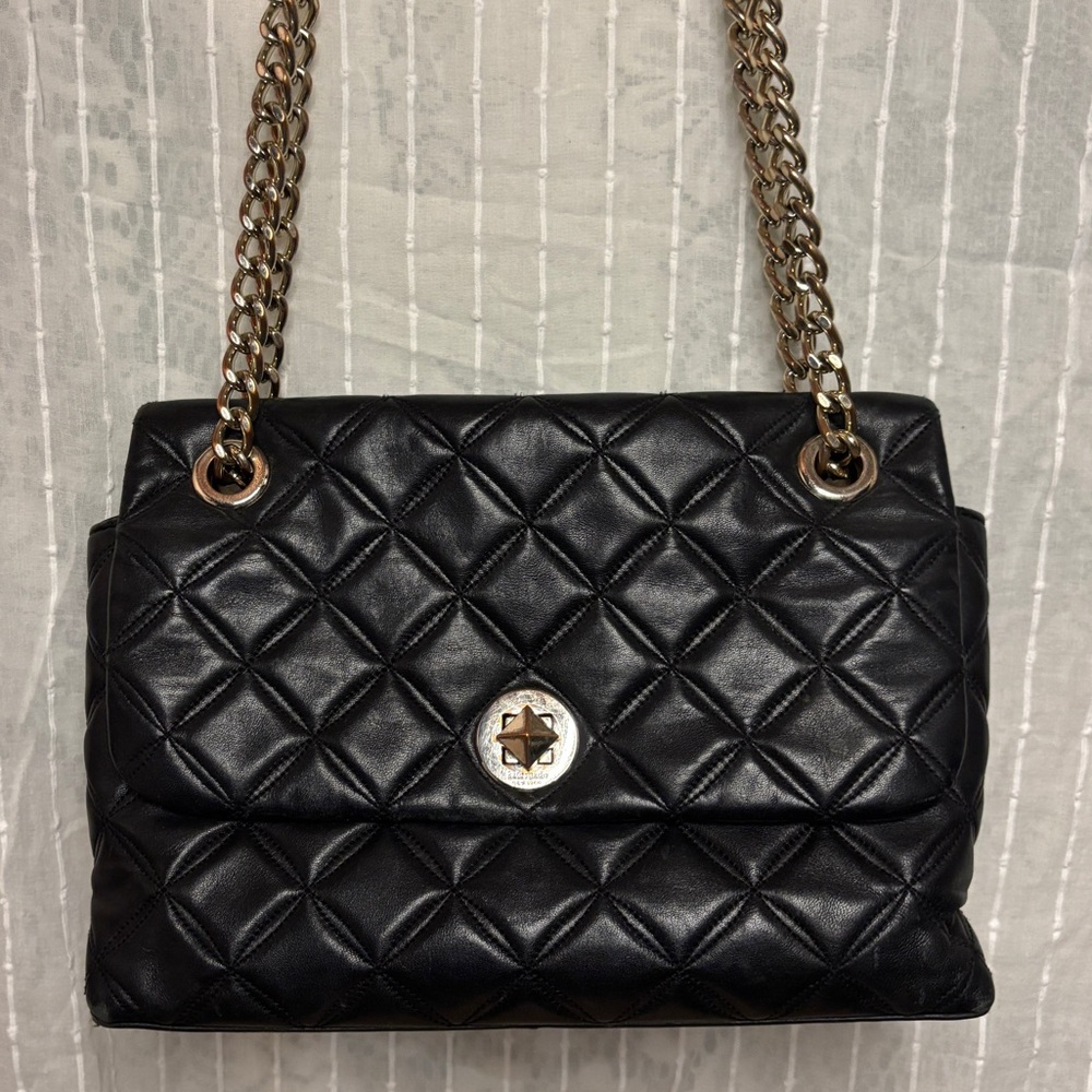 Kate Spade WKRU7076 Natalia Black Medium Flap Shoulder Bag